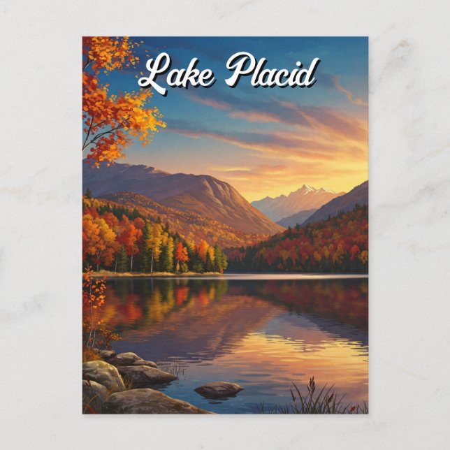 Lake Placid New York Autumn Travel Postcard (Front)