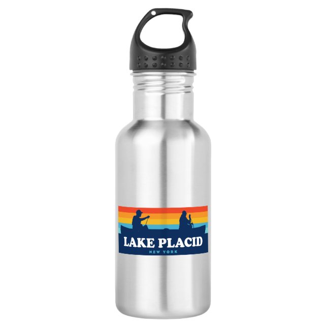 Lake Placid New York Canoe 532 Ml Water Bottle (Front)