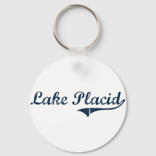 Lake Placid New York Classic Design Key Ring