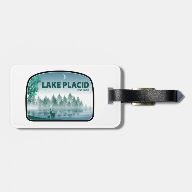 Lake Placid New York Deer Luggage Tag (Back Horizontal)