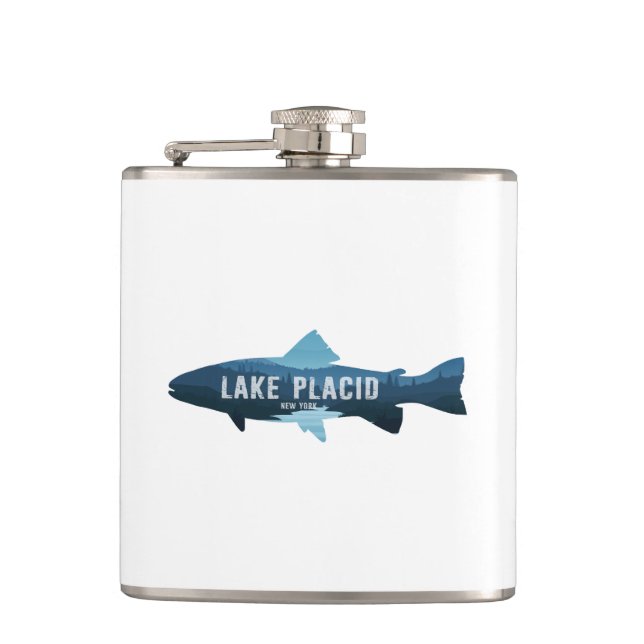 Lake Placid New York Fish Hip Flask (Front)
