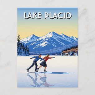 Lake Placid New York Ice Skating Travel Postcard