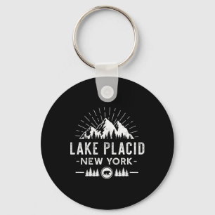 Lake Placid New York - Mountain Skiing Hiking Fish Key Ring
