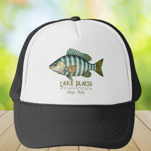Lake Placid New York nautical fish clothing Trucker Hat