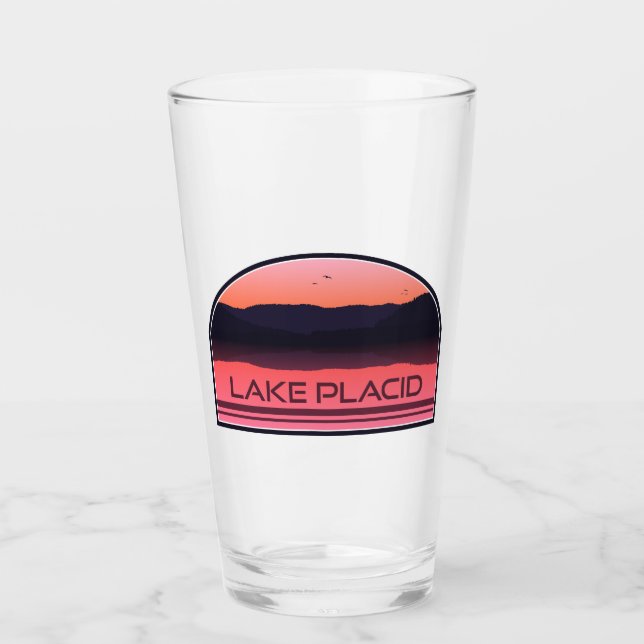 Lake Placid New York Red Sunrise Glass (Front)