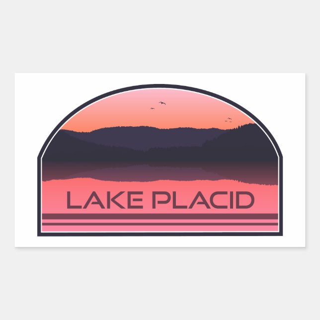 Lake Placid New York Red Sunrise Rectangular Sticker (Front)