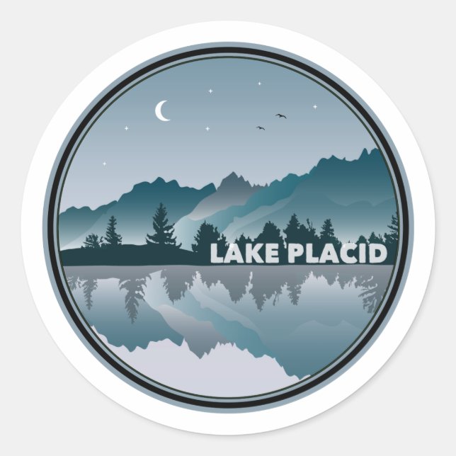 Lake Placid New York Reflection Classic Round Sticker (Front)