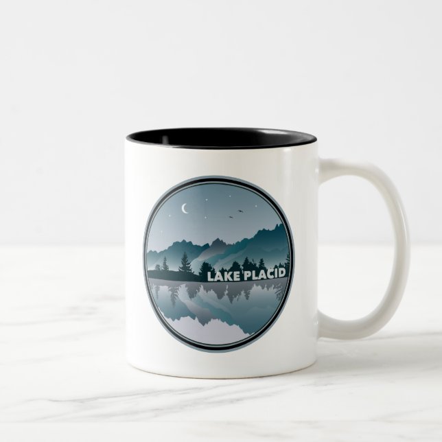 Lake Placid New York Reflection Two-Tone Coffee Mug (Right)