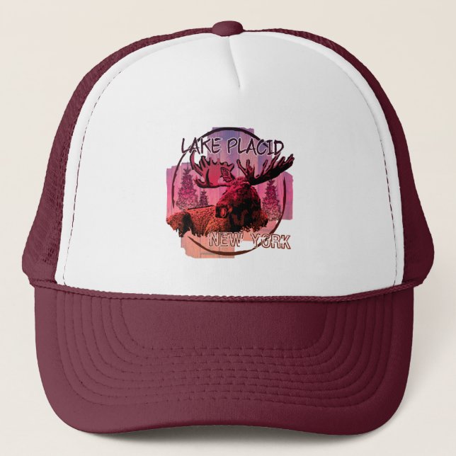Lake Placid New York rustic moose hat (Front)