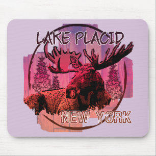 Lake Placid New York rustic moose mousepad