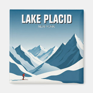 Lake Placid New York Skiing Skier Travel Magnet