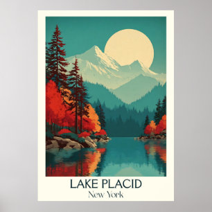 Lake Placid New York Vintage Adirondack Winter Art Poster