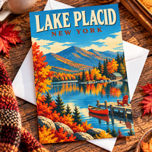 Lake Placid New York Vintage Fall Travel Postcard