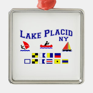 Lake Placid NY Signal Flags Metal Tree Decoration