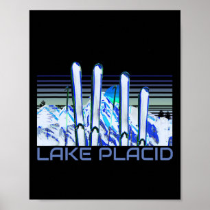 Lake Placid Ski Accessories Retro Lake Placid Skii Poster