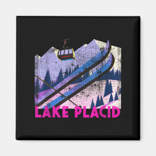 Lake placid ski - vintage style lake placid skiing magnet