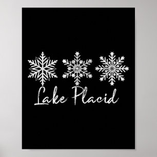 Lake Placid Snowflake Snow Winter Sports Ski Skate Poster