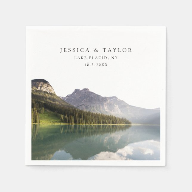 Lake Placid Wedding Custom Photo Cocktail Napkins (Front)