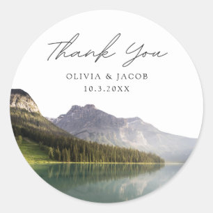 Lake Placid Wedding Favour Photo Thank You Classic Round Sticker