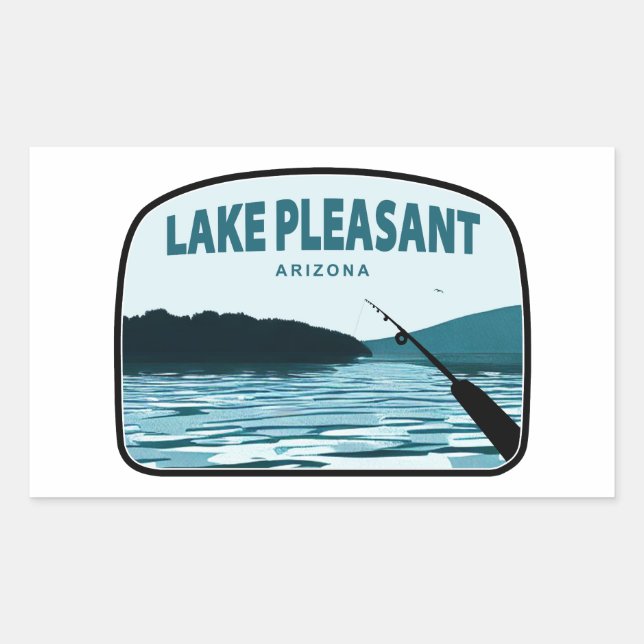 Lake Pleasant Arizona Fishing Rod Rectangular Sticker (Front)