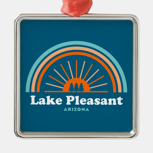 Lake Pleasant Arizona Rainbow Metal Tree Decoration (Front)