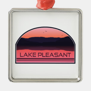 Lake Pleasant Arizona Red Sunrise Metal Tree Decoration