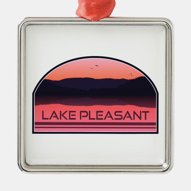 Lake Pleasant Arizona Red Sunrise Metal Tree Decoration (Front)