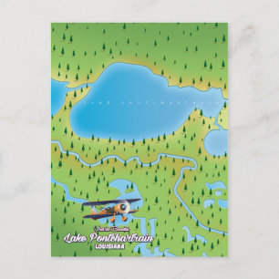 Lake Pontchartrain Louisiana lake map Postcard