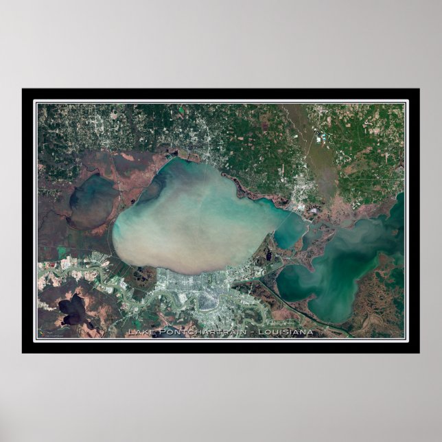 Lake Pontchartrain Louisiana Satellite Poster Map (Front)