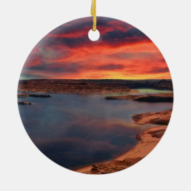 Lake Powell beautiful nature scenery Ceramic Tree Decoration (Back)