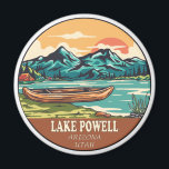 Lake Powell Boating Fishing Emblem Magnet<br><div class="desc">Lake Powell hand drawn illustration with canoe,  tents,  and mountains in the background. Perfect for anyone who loves to visit Lake Powell.</div>