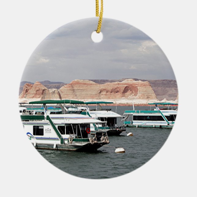 Lake Powell Houseboat, Arizona, USA 4 Ceramic Tree Decoration (Front)