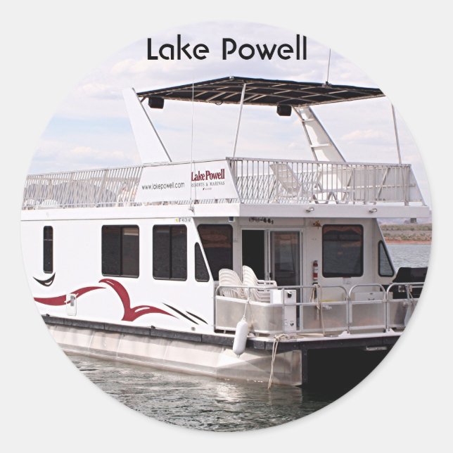 Lake Powell: Houseboat, Arizona, USA 9 Classic Round Sticker (Front)