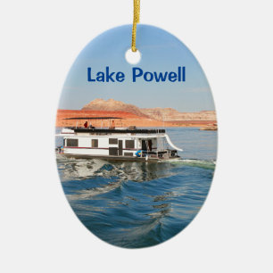 Lake Powell: Houseboat making waves, Arizona Ceramic Tree Decoration