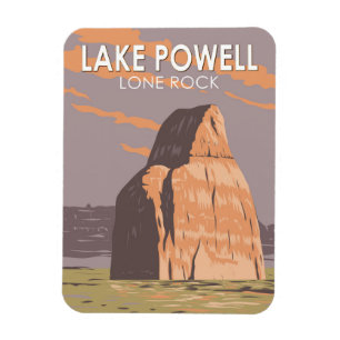 Lake Powell Lone Rock Travel Art Vintage Magnet