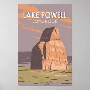 Lake Powell Lone Rock Travel Art Vintage Poster