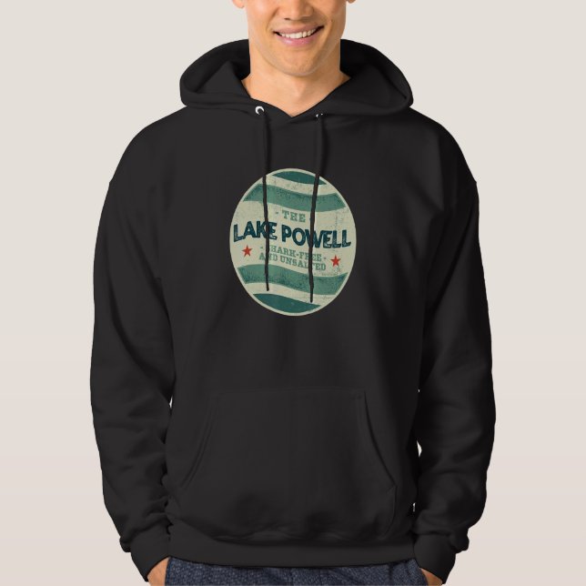 Lake Powell Shark Free and Unsalted Camping Arizon Hoodie (Front)