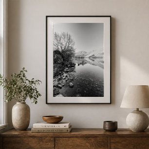 Lake Reflection Landscape with Mountains Poster