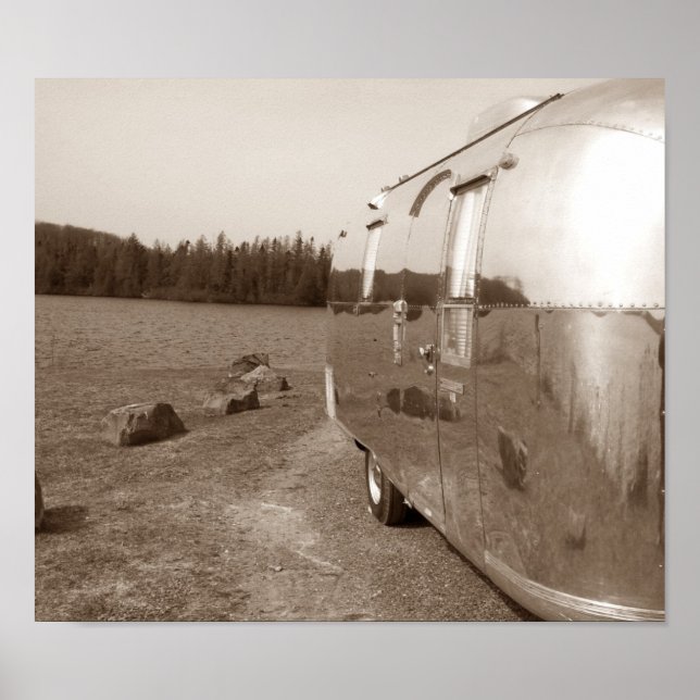 Lake Reflection Mirrored on Tin Can Sepia Photo Poster (Front)