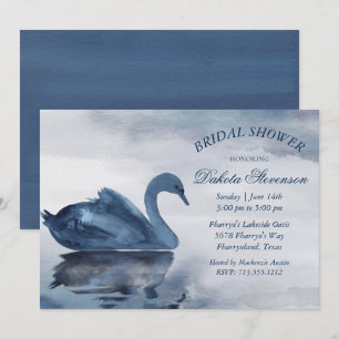 Lake Reflections   Dusty Blue Swan Bridal Shower Invitation
