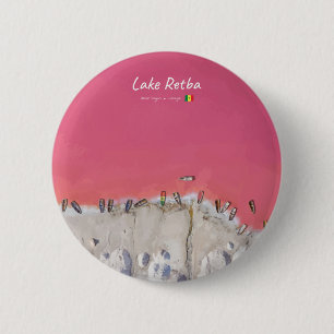 Lake Retba, Senegal - Pink Lake Boats 6 Cm Round Badge