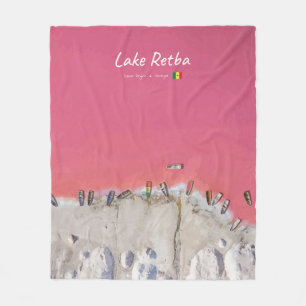 Lake Retba, Senegal - Pink Lake Boats Fleece Blanket