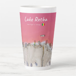 Lake Retba, Senegal - Pink Lake Boats Large Latte Mug