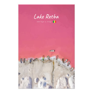 Lake Retba, Senegal - Pink Lake Boats Photo Print