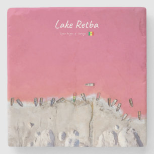 Lake Retba, Senegal - Pink Lake Boats Stone Coaster
