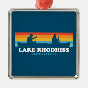 Lake Rhodhiss North Carolina Canoe Metal Tree Decoration