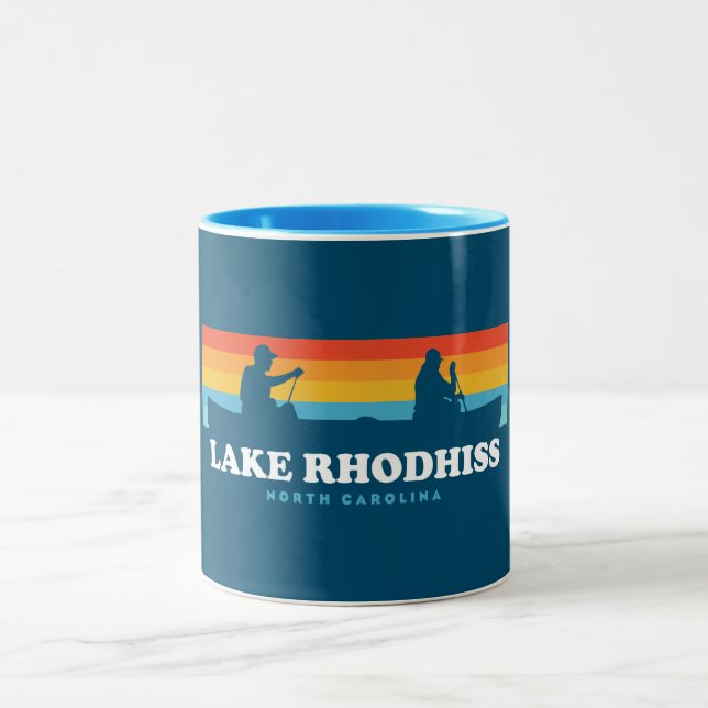 Lake Rhodhiss North Carolina Canoe Two-Tone Coffee Mug (Center)