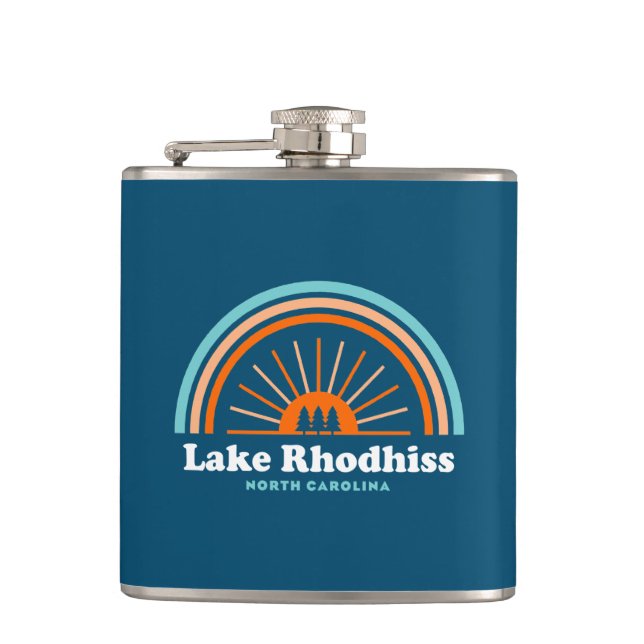 Lake Rhodhiss North Carolina Rainbow Hip Flask (Front)