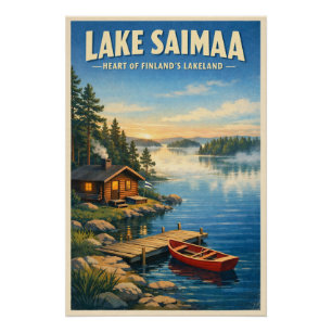 Lake Saimaa, Finland, in a classic retro Poster