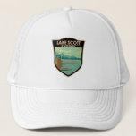 Lake Scott State Park Kansas Badge Trucker Hat<br><div class="desc">Lake Scott State Park artwork in a badge style design. The park also known as Scott State Park,  surrounds Lake Scott,  a spring-fed freshwater lake.</div>